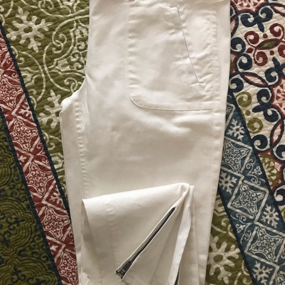 Loft white ankle zipper pants